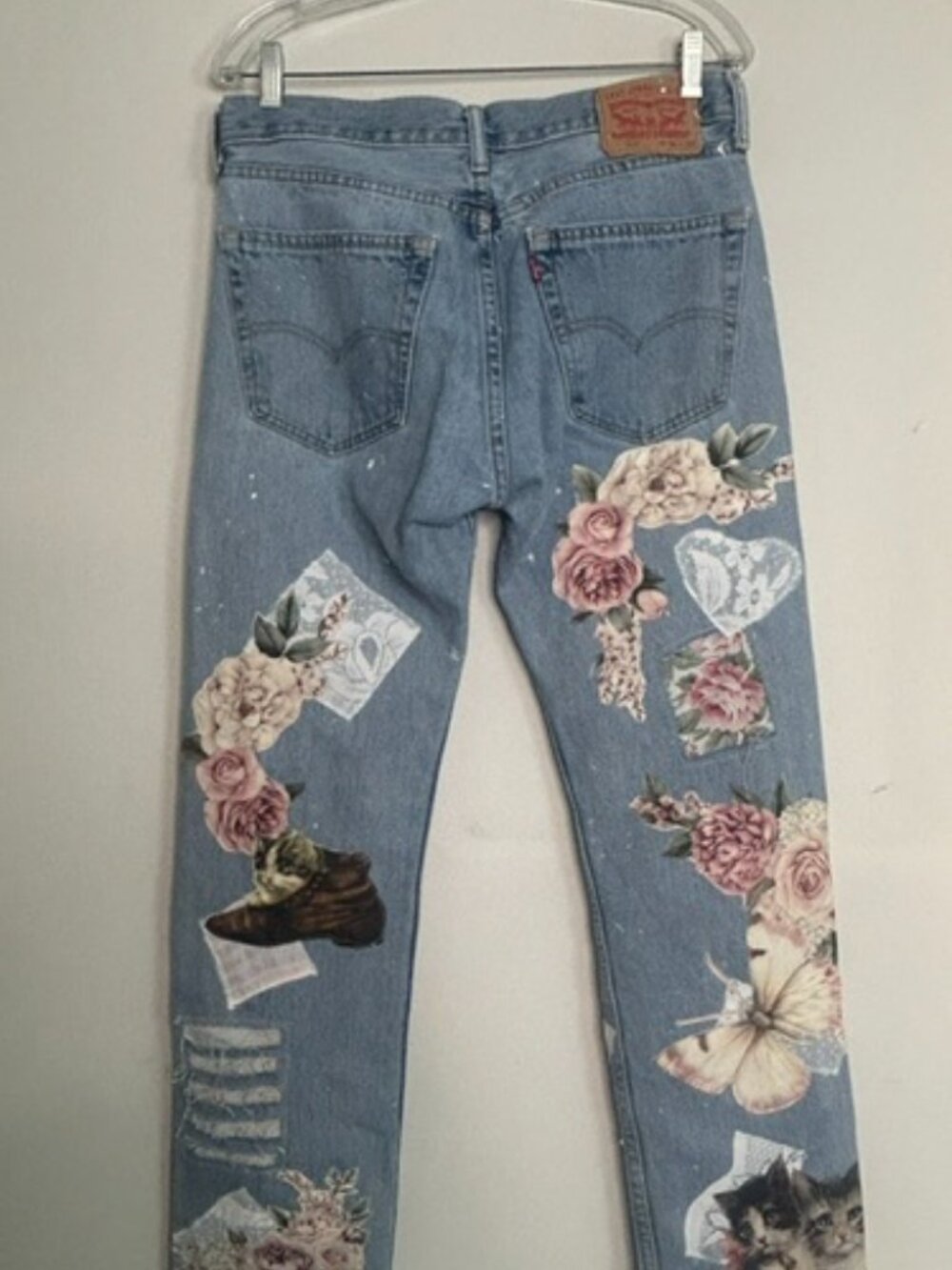 Hand Made One of a Kind Authentic Upcycled Patchwork Levi Denim W32/ L32 Jeans - Picture 13 of 16